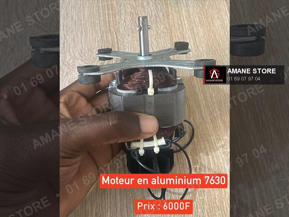 Moteur de moulinette en aluminium 7630 avec son support à 4 pattes et ses silentblocs